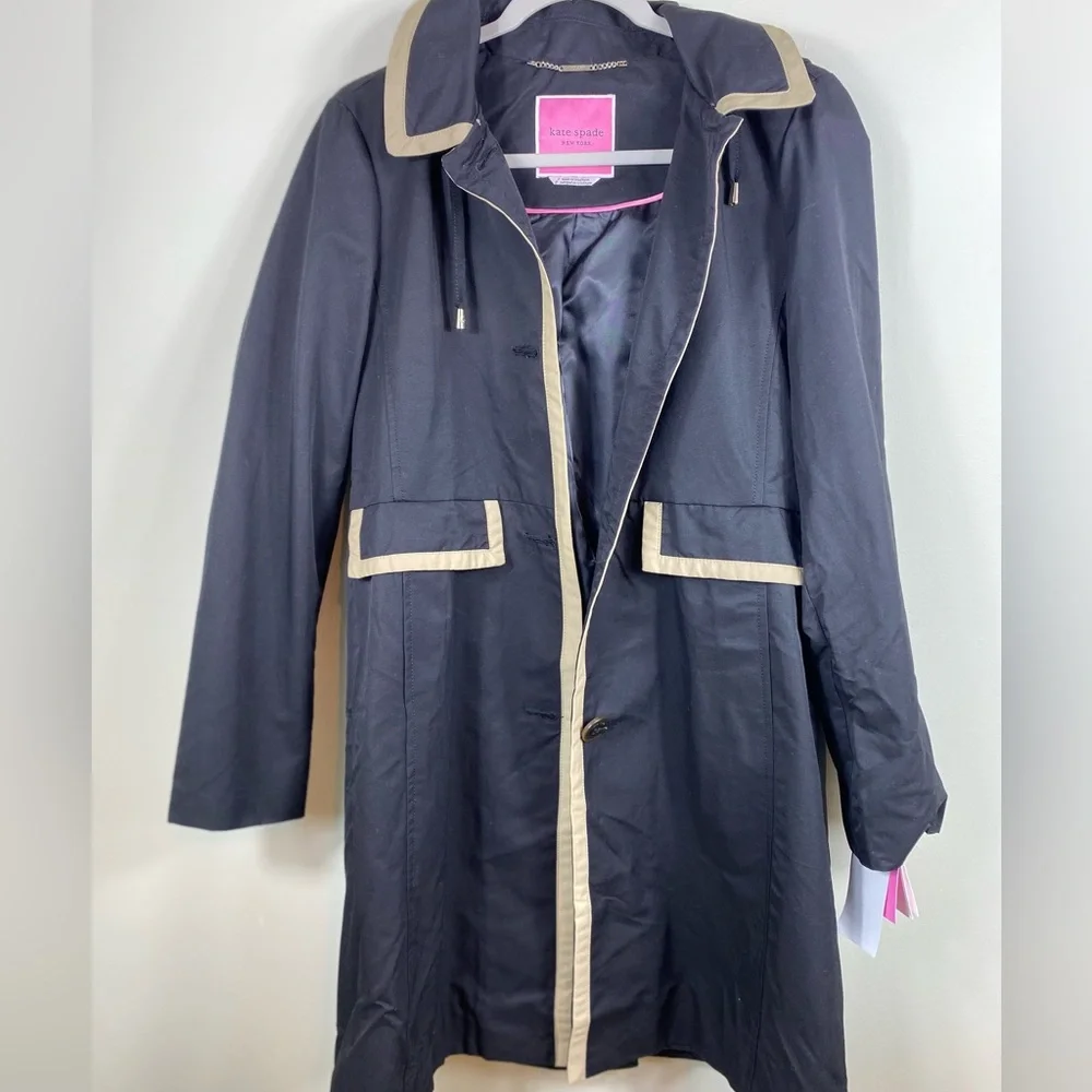 Kate‎ Spade Women'’s  Single Breasted Hooded Cotton Trench Coat